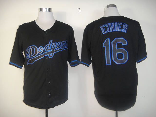 Men Los Angeles Dodgers 16 Ethier Black MLB Jerseys